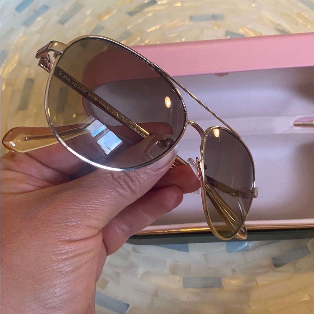 Kate Spade Women's Sunglasses Gold Black Metal Aviator Frame AVALINE2/S 0RHL HA - Picture 5 of 12